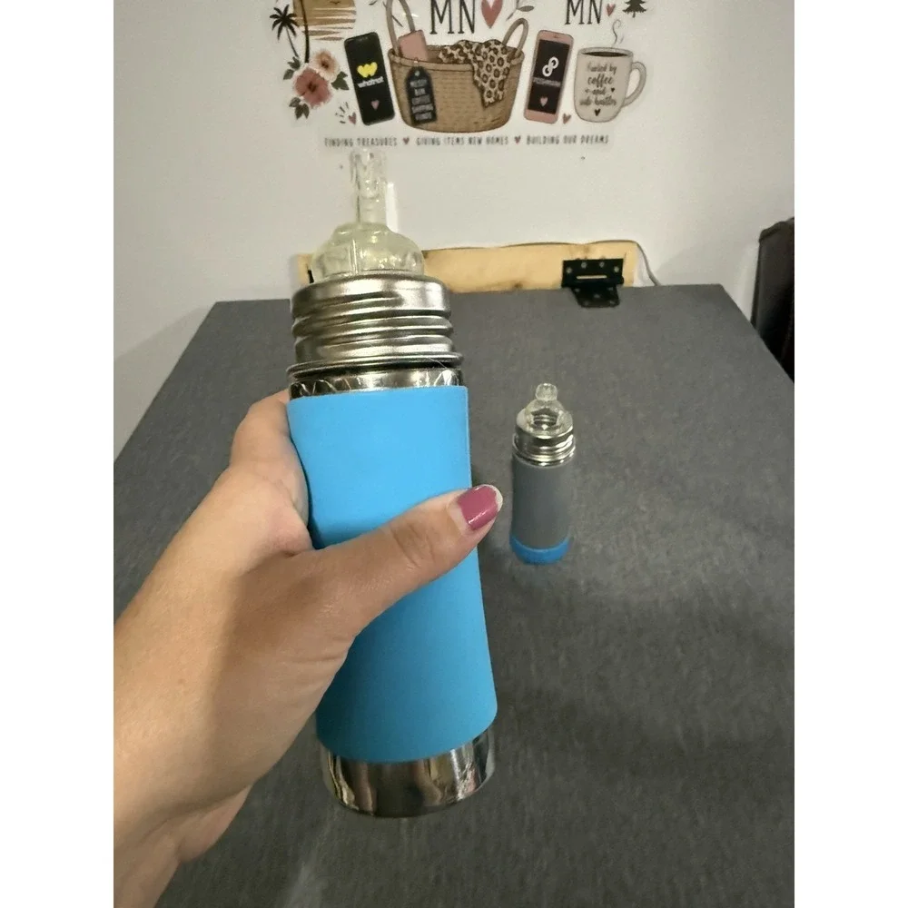 Pura Kiki 9oz/275ml Stainless Steel Infant Bottle w/Sleeve, Anti-Colic, 2